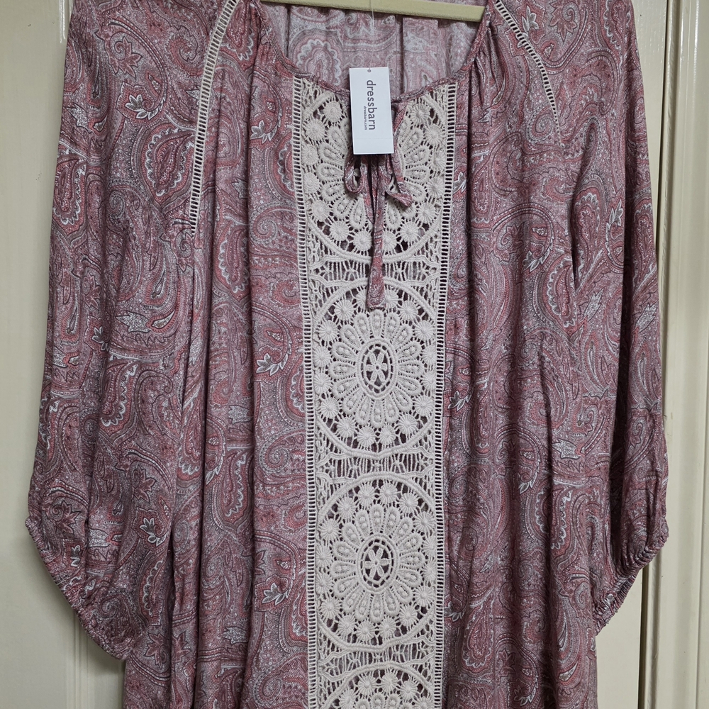 Dressbarn Pink and Cream Paisley Tunic